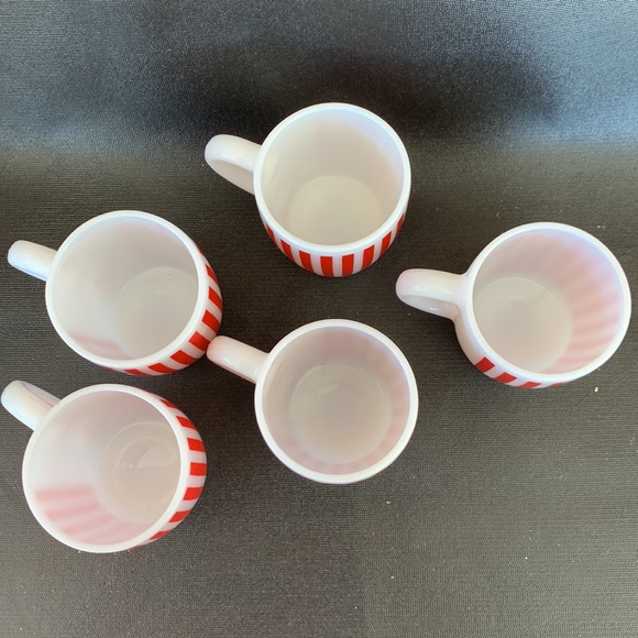 5 Hazel atlas, red and white striped coffee mugs - Picture 4 of 5